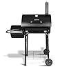 Nutrichef charcoal grill offset smoker with cover portable stainless steel grill outdoor camping bbq and barrel smoker black  urban country home decor