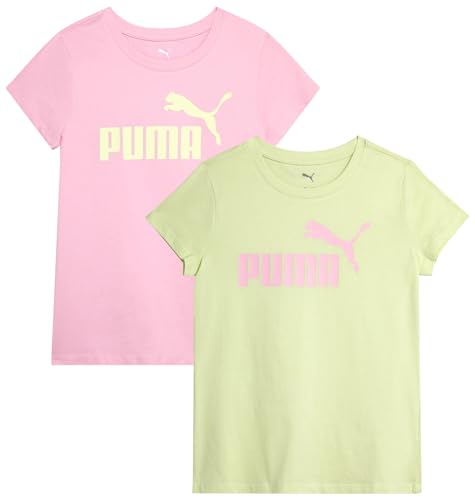 Image of PUMA Girls T Shirts - 2 Pack Short Sleeve Logo Graphic Tees - Casual Everyday Athletic Shirts for Girls (Sizes: S-XL)