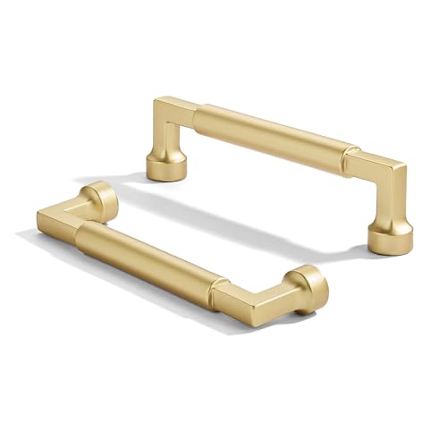CABDM 2 Pack 3-3/4 Inch Hole Center Gold Cabinet Pulls-Heavy Duty Solid Cabinet Handles for cabinets Dressers Kitchens Handles Bathroom cabinets