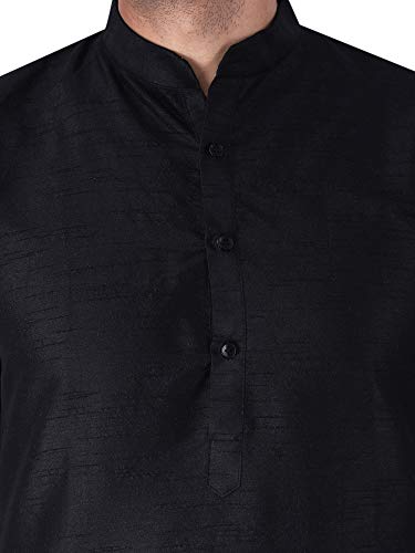 Image of HUZUR Men's Silk Solid Straight Long Kurta Pyjama Set| Ethnic Wear
