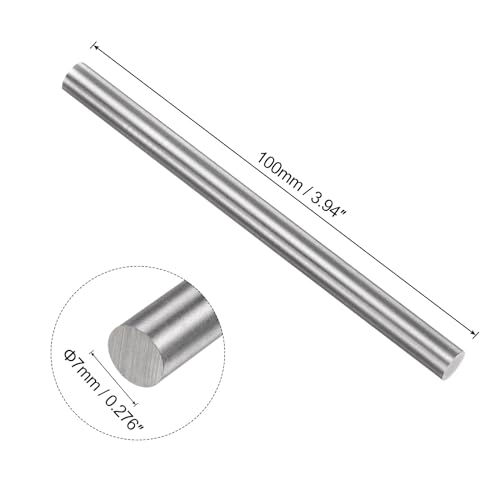 QUARKZMAN Runder Stahlmetallstab, 7mm x 100mm Hochgeschwindigkeitsstahl (HSS) Drehbankstange, für Wellengetriebe, Bohrmaschinen, Langweilmaschinen, Miniatur-DIY-Bastelarbeiten