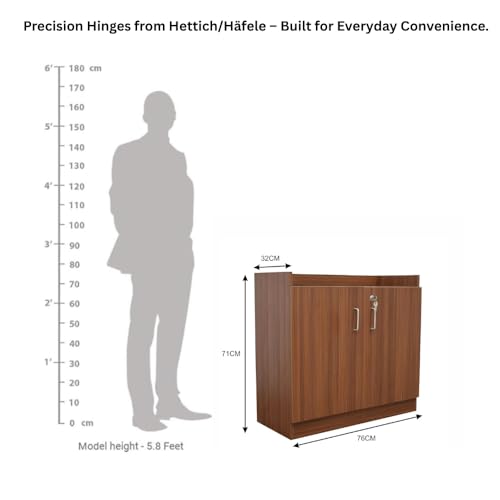 GRATUS Wooden Shoe Rack with Door and Lock | Premium Engineered Wood Shoe Stand with German Hardware | 3 Spacious Compartments | Top Storage Shelf | DIY Installation | Shoe Rack for 20 to 25 Pairs