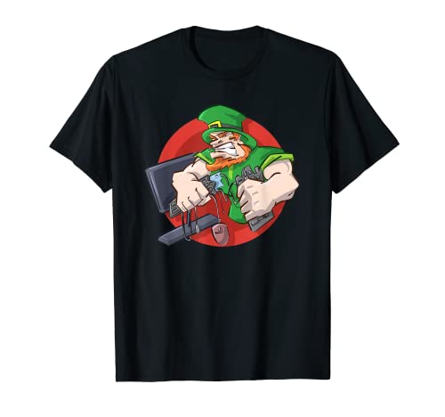 Gamer Present Computer Nerd T-shirt divertida duende frustrada, Preto, S