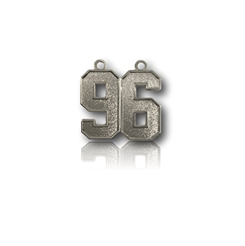 Number 96 Silver Plated Jersey Style Sports Necklace Charm Pendant (0.8