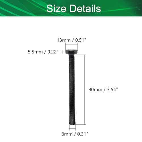 Image of 5Pcs Hex Bolts, M8-1.25x90mm Carbon Steel Hex Screw Bolts Metric Rustproof Fully Threaded Hex Drive Cap Bolts Screw Fastener Hardware Black