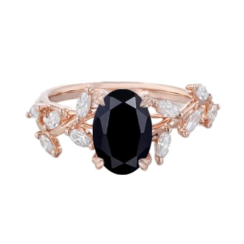 1-5 Carat Oval Cut Gemstone Engagement Ring with Moissanite S925 Sterling Silver 10K 14K 18K Solid Gold Cluster Leaf Art Deco Ring Promise Ring Wedding Ring Jewelry Gift for Women Her Wife Mom 6