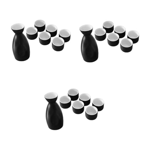 ABOOFAN 3 Juegos Set de copa de vino copas de vino de cerámica taza de sake caliente taza de saki japones de sake japoneses Negro