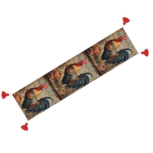 Chemin de table de Noël rustique avec pompon, décoration de table de fête d'intérieur - 3