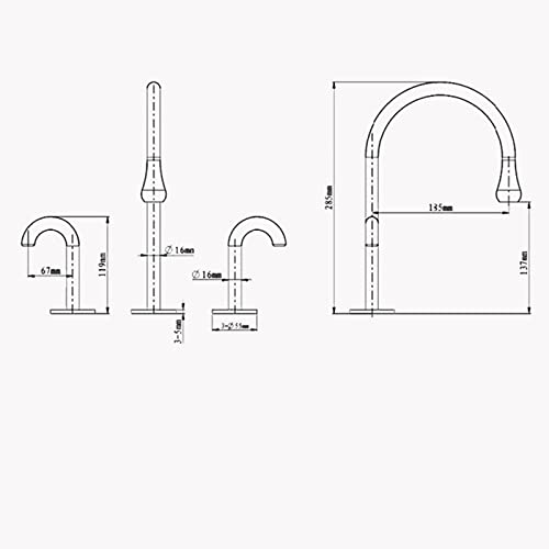 Robinet de lavabo salle de bains 3 trous pour vasque - 3