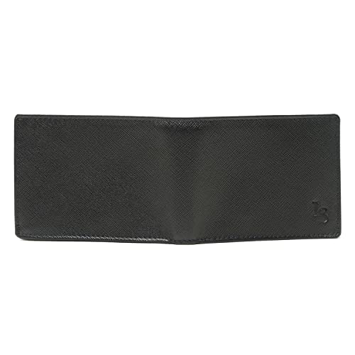 Image of LOUIS STITCH Safiano Leather Bifold Wallet for Men | Blue RFID Blocking Wallet Purse with 8 Card Slots, 1 Zip Pocket for Coin and 2 Main Compartments (WL-SF BU)