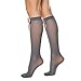 Leegmvse Women Cute Knee High Socks with Bows Fashion Opaque Knee High Stockings Lace Calf Socks Soft Grey Long Socks with Pink Bow Lolita Stockings Daily Wear
