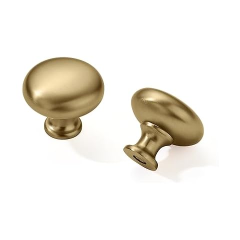 Khtumewrae 10 Pack 1-1/4 inch Kitchen Cabinet Knobs Champagne Bronze Cabinet Knobs Bedroom Dresser Round Drawer Knobs Single Hole Cabinet Pulls Cover