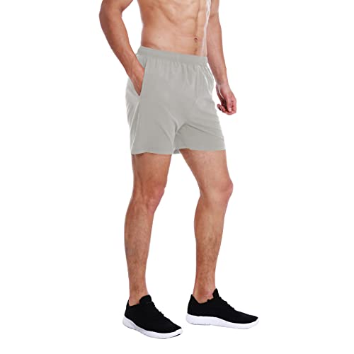 Image of EZRUN Men's 5 Inches Running Workout Shorts Quick Dry Lightweight Athletic Shorts with Liner Zipper Pockets