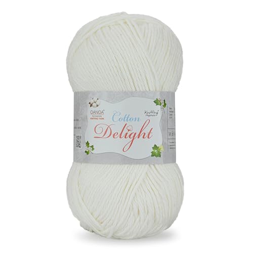 Surbhi Select Store presents Ganga Acrowools Cotton Delight Knitting Yarn, 100% cotton DK weight yarn. It has an excellent stitch definition and gives a matte finish to your knitted/crocheted summer/winter projects. Soft Hand Knitting Fancy Wool Ball Yarn to unleash creativity of Kniting and crochet. These soft wool balls can be used for Art & Craft, babywear, baby blanket, sweaters, ponchos, mufflers, socks, caps; threads works best with crochet hook needle; Avialable in multicolor (Pack of 1 ball = 100 grams).:; (COD002 - Off White)