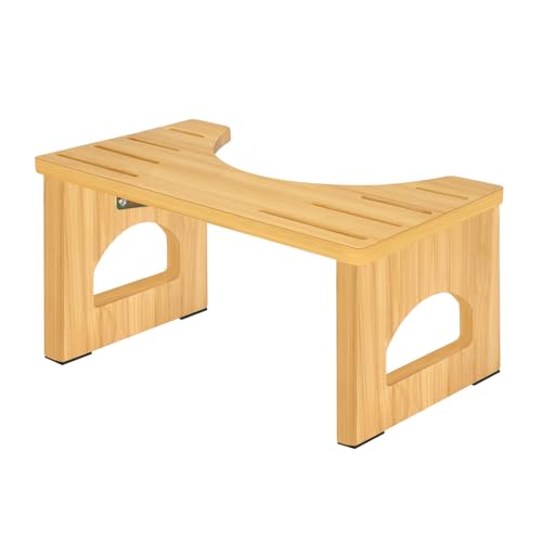 Tabouret de Toilette Physiologique Pliable en Bois - Forme de C Résistant à 35 Degrés (Couleur Originale)