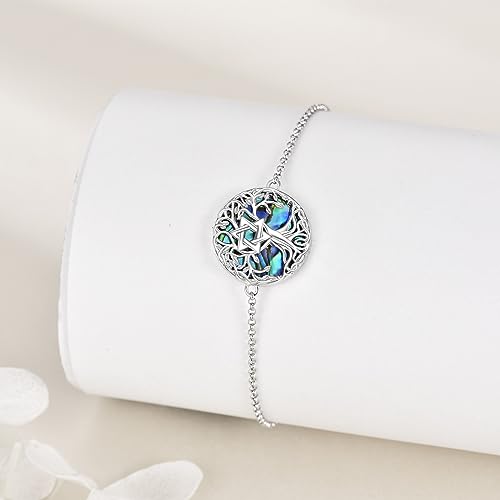 YFN Tree of Life Bracelet Sterling Silver Abalone Shell Tree of Life Bracelet Jewelry Gifts for Women2