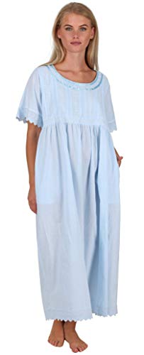 The 1 for U Nightgown 100% Cotton + Pockets XS-3XL Helena (XXL, Blue)