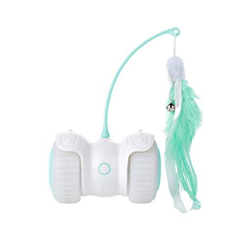 YOJINKE Interactive Robotic Cat Toys, Automatic Irregular USB Charging 360 Degree Self Rotating Balance Car, Automatic Feathers/Birds/Mouse Toys for Cats/Kitten, Build-in Spinning Led Light