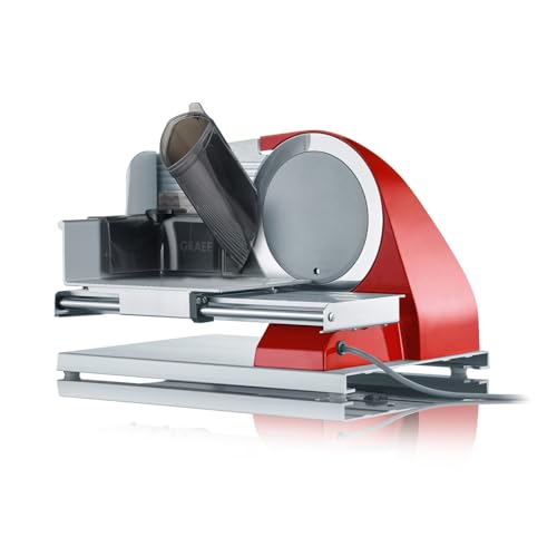 Foto von GRAEF Allesschneider ABSOLUTE rot Vollmetallgehäuse, Aluminiumplatte mit Einschub, stufenlose Schnittstärkeneinstellung, Edelstahlmesser Ø 170 mm, einfache Reinigung, Schinkenschneider