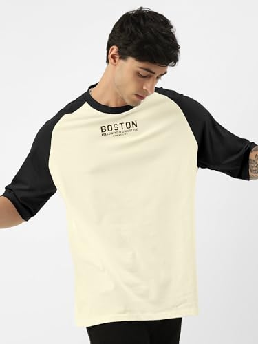 Image of Maniac||Mens||Printed||Round Neck||Raglan||Half Sleeve||Cotton||Oversized||Tshirt
