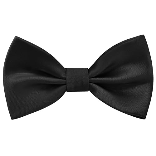 Branduce Black Bow Ties for Boys Pre Tied Toddler Bow Tie Adjustable Silk Blend Kids Bowties for Wedding Party (BB12-07)