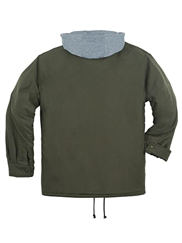 Image of COEVALS CLUB Men's Flannel Shacket Casual Button Snap Sherpa Quilted Lined Premium Jacket Shirts