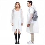 TANQIANYAMU Rain Coat (2 Pack) - Reusable Adults Transparent Rain Poncho, Packable Travel Rain with Drawstring Hood, Waterproof Raincoat for Women and Men (Clear)