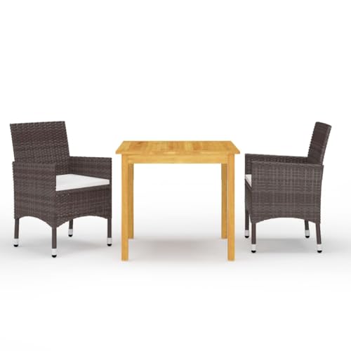 QZZCED Juego de Comedor de jardín 3 Piezas con Cojines marrón Set de Mobiliario de Jardín Juego de Muebles de Jardín Conjunto de Muebles de Patio Adecuado para Jardines, Balcones