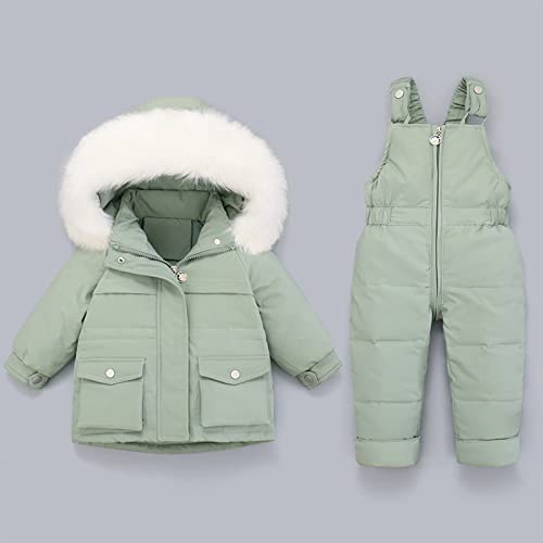 Roupa de neve infantil 2 peças Jaqueta de inverno com capuz + calça de bebê para neve infantil menin