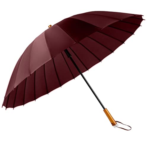 Parapluies pour la pluie et contre le vent avec manche en bois robuste XYNSNDB