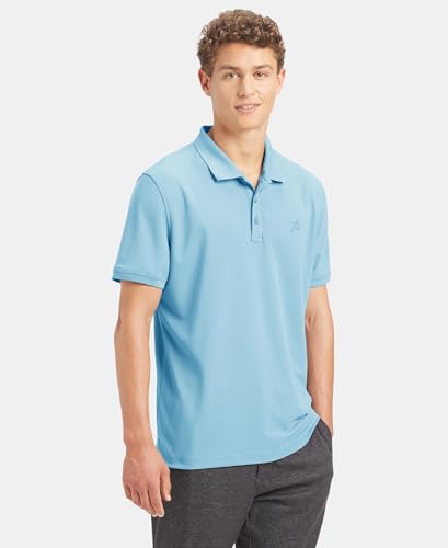 Image of Jockey AM38 Men's Microfiber Fabric Solid Half Sleeve Polo T-Shirt with StayDry & StayFresh Technology