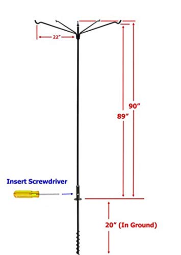 Erva Heavy Duty 80" 4 Arm Bird Feeder Pole Set w/ Twist in Ground Socket - Thumbnail 2