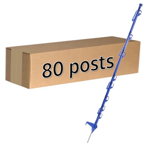 EFencSolv Step-in Fence Post (80 Pack), 42 Inch, with 12 lugs for Holding Wire and Tape, Blue by EFencSolv - Used condition - US$163.14