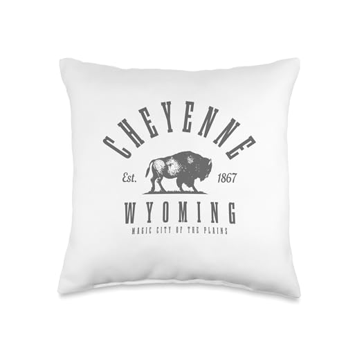 Cheyenne Wyoming, Est. 1867 Cowboy State Bison Vintage Pride Throw Pillow