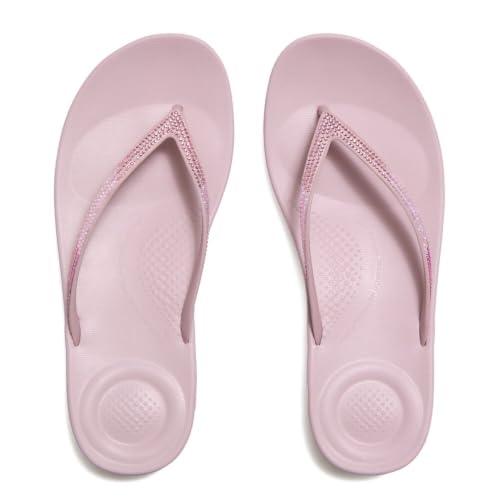 Image of FitFlop Womens iQushion Sparkle Ergonomic Flip Flops for Walking, Lightweight Waterproof Cushioned Thong Sandals for Women with Non Slip Bottom and Arch Support | Lightweight Waterproof Walking Sandals w /Cushioned Comfort & Arch Support