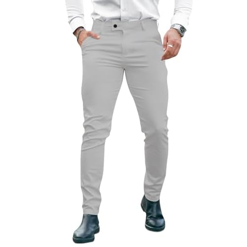 GINGTTO Mens Dress Pants Slim Fit Stretch Formal Pants for Men Black (Take One Size Down) 28W x 28L