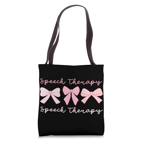 Bolso tipo tote para terapia del habla y el lenguaje, diseño coquette con lazos rosas miniatura 1