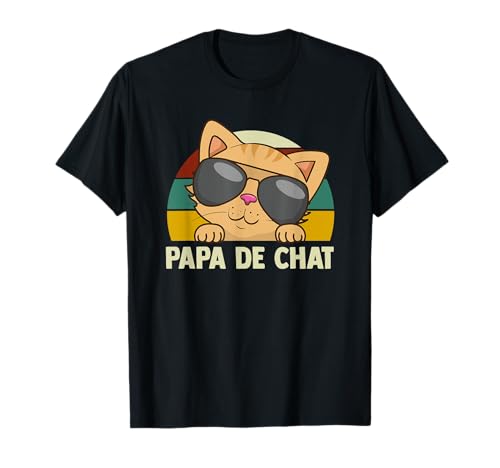 Papa De Chat Retro Hommes Cadeau De La Fête Des Pères T-Shirt