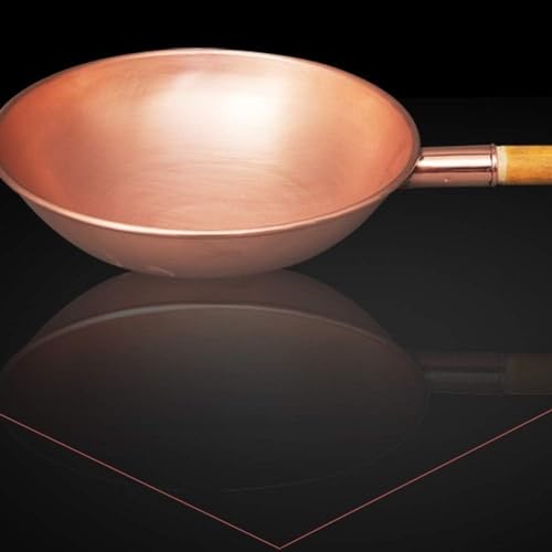 Wok de cobre puro 32 cm con mango largo miniatura 3