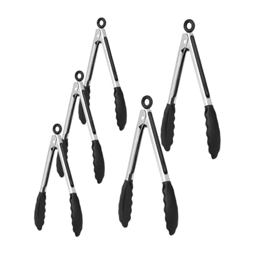 Consejos para Comprar Pinzas de cocina los 5 mejores. 47 VERALY.MX | Juego 5 Pinzas Silicona Preparación Alimentos Carne Acero Inoxidable y Punta Silicona Tenazas de Cocción Antiadherentes Alta Resistencia al Calor a 480 ° F (3 Chicas...