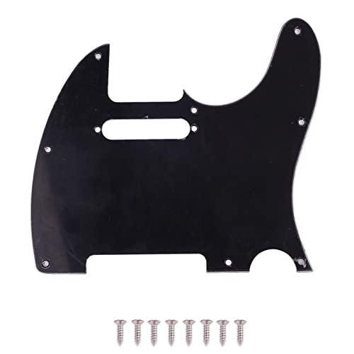 ギターピックガード、3層PVCスクラッチ保護装飾エレキギターガードプレート、ブラックレイヤー交換用ギターピックガード装飾、テレキャスタースタイル用