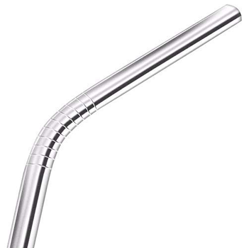 Jemei BPA-Free Metal, Thick, Long, Dishwasher Safe Stainless Steel Drinking Straws, 8.5 Inches Safe & Hygenic - Imported Quality (4 Bend Straws, 1 Cleaning Brush)- Silver 3