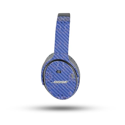 Image of MightySkins Carbon Fiber Skin Compatible with Bose QuietComfort 35 II Headphones - Blue Bandana | Protective, Durable Textured Carbon Fiber Finish | Easy to Apply