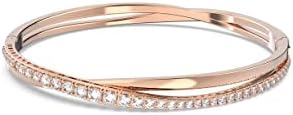 Swarovski Pulsera Twist, Blanca, Baño tono oro rosa