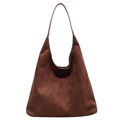 Landrain Slouchy Suede Tote Bag Damen, Groß Wildleder Handtaschen(Braun)