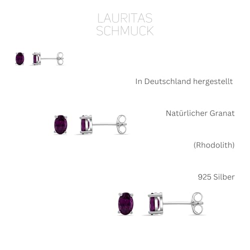 Rhodolith Granat Ohrstecker 925 Silber Edelmetall Schmuck Ohrstecker 5 x 3 mm, 6 x 4 mm Natürlich Monatsstein Januar Edelstein Ohrhänger (5 x 3 mm)