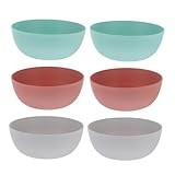 Ciieeo 6 Stück Teiliges Lebensmittelechte Kunststoffschalen Vielseitige Reisschalen Salat Obstschalen in Blau Khaki Große Öffnung Spülmaschinenfest Sicher für Suppen und Snacks