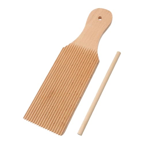 jojomis Wooden Gnocchi Making Board with Garganelli Stick - Unique Curved Design Pasta Maker Tool for Homemade Italian Cuisine