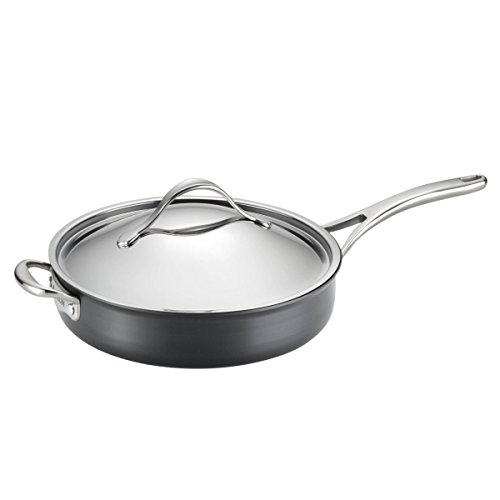Anolon Nouvelle Hard Anodized Nonstick Saute Pan / Frying Pan / Fry Pan with helper handle - 5 Quart, Gray