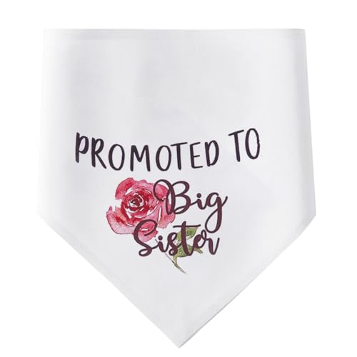 CRASPIRE Promoted to Big Sister Dog Bandana Rose Flower Wedding Pet Bandana White Triangle Pet Dog Scarf Engagement Wedding Announcement Photo Props Collars Accessories for Pet Dog Lovers Gifts